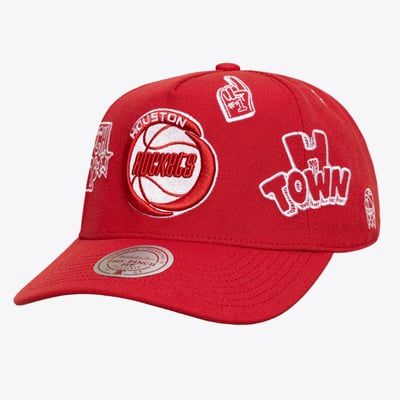  Houston Rockets Mitchell & Ness Unisex Downtown Doodle Pro Adjustable Hat - Red