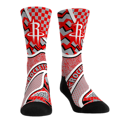  Houston Rockets Rock Em Unisex Ball Pattern Crew Socks - Red