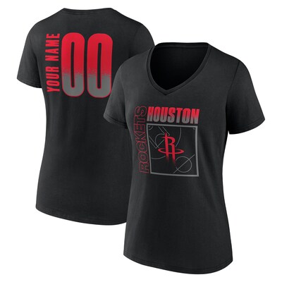 Houston Rockets Women's Home Court Pop Personalized Name & Number V-Neck T-Shirt - Black