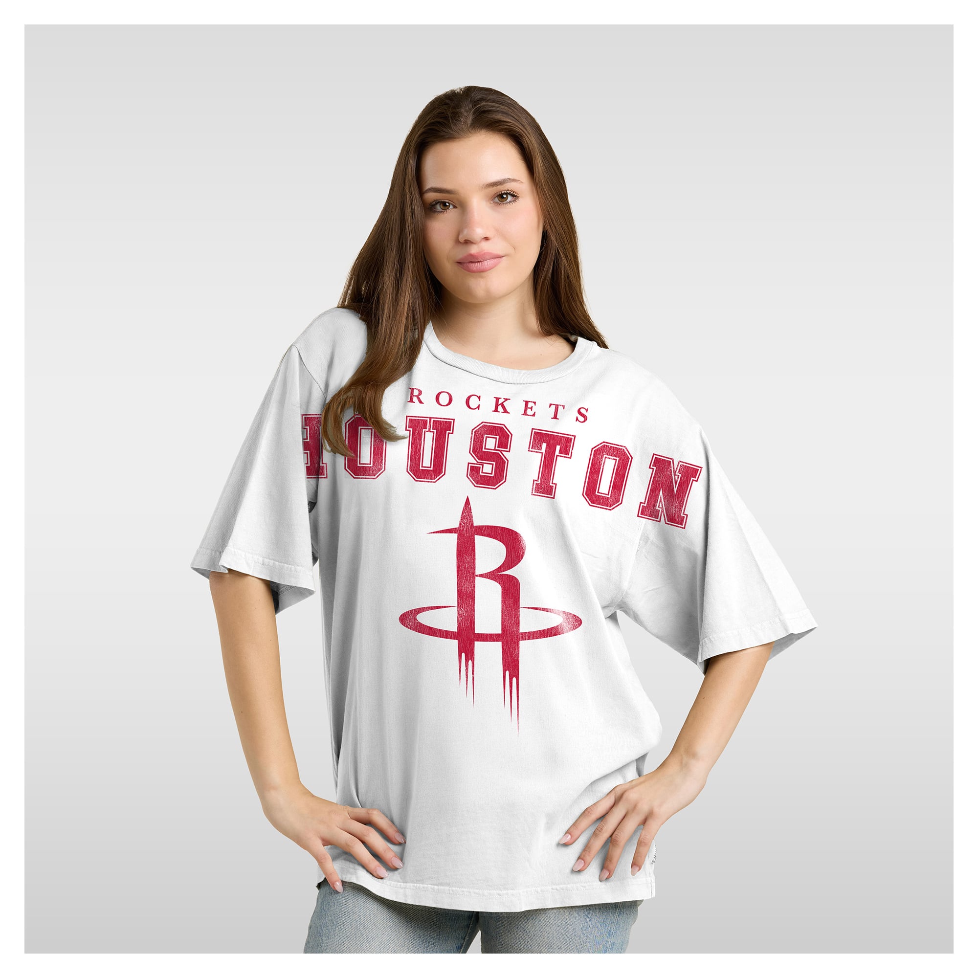 Women's Fanatics  White Houston Rockets Spirit Relaxed Jersey T-Shirt