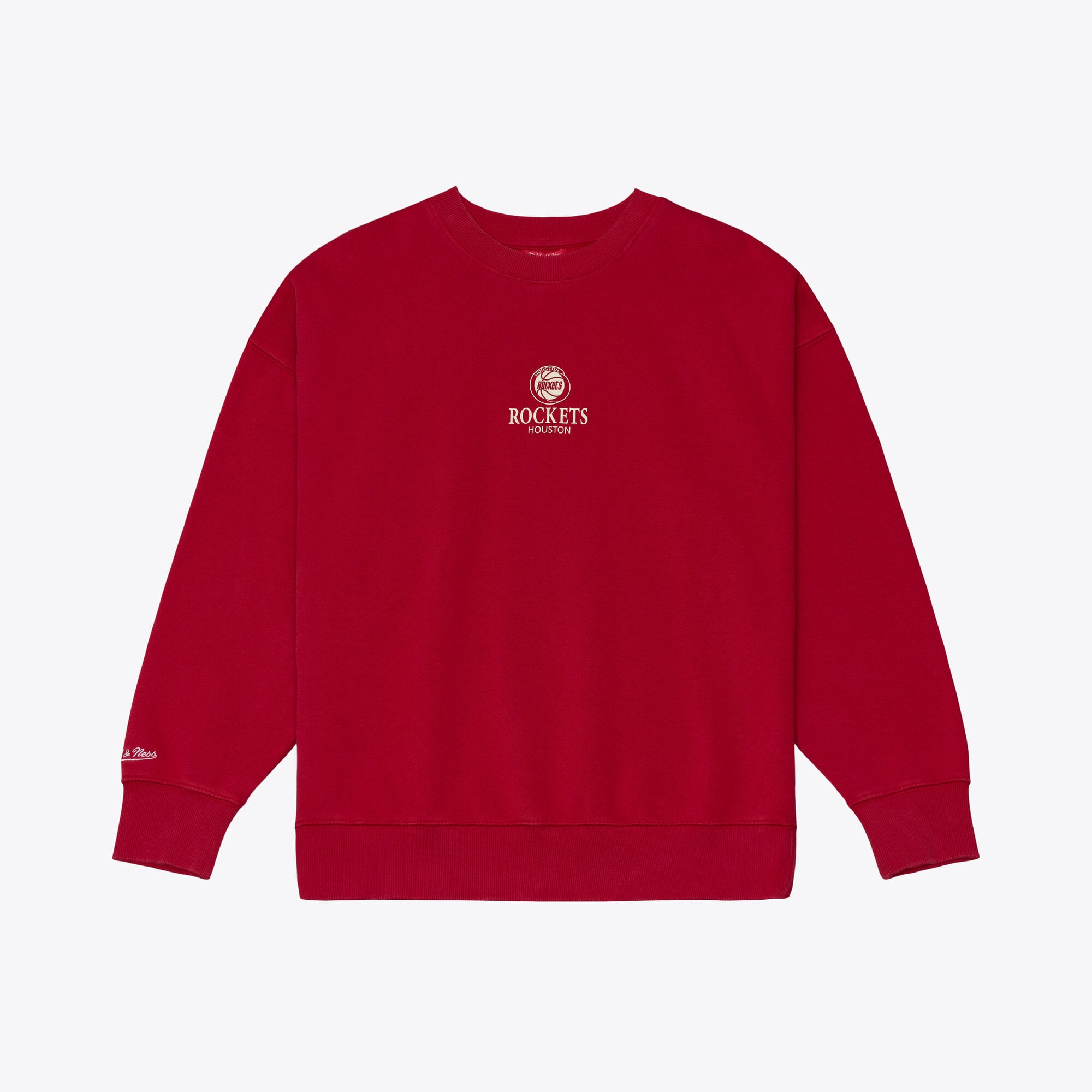 Women's Mitchell & Ness  Red Houston Rockets Core Essentials Micro Logo Fleece Sweatshirt