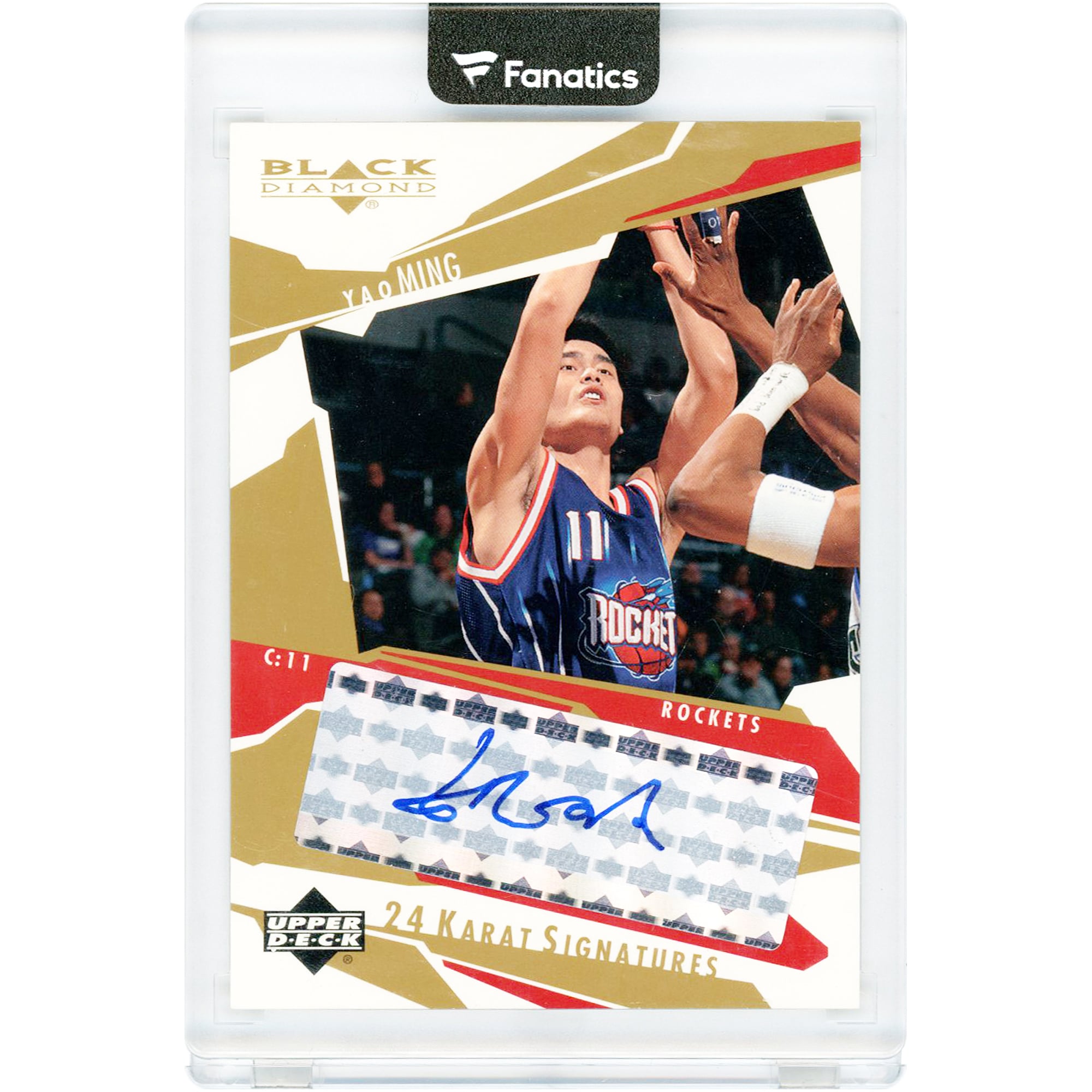 Carte Yao Ming Houston Rockets autographiée 2003-04 Upper Deck Black Diamond 24 Karat Signatures #YM