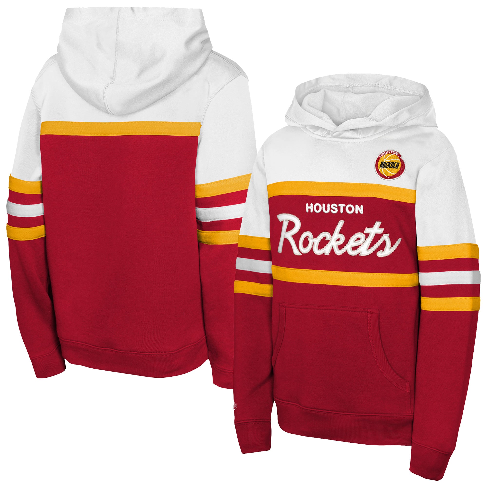 Youth Mitchell & Ness Red/White Houston Rockets Vintage Head Coach Hoodie
