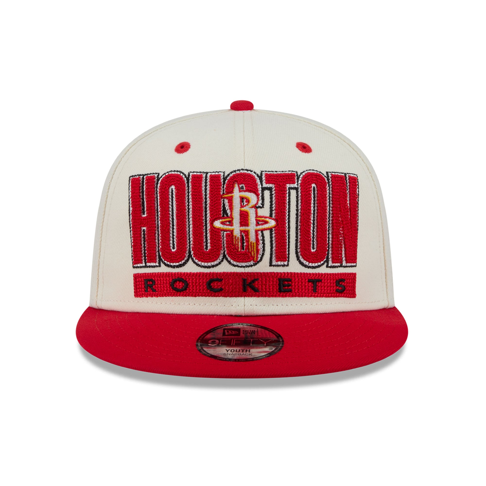 Casquette snapback New Era Classic 9FIFTY crème/rouge pour jeunes des Houston Rockets