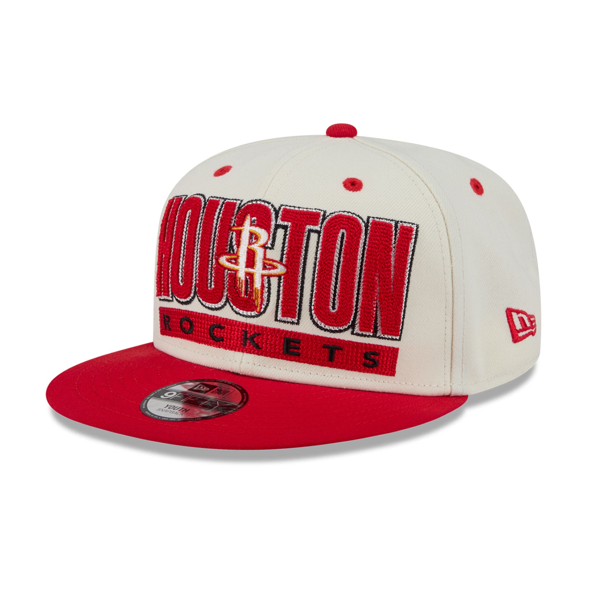 Casquette snapback New Era Classic 9FIFTY crème/rouge pour jeunes des Houston Rockets