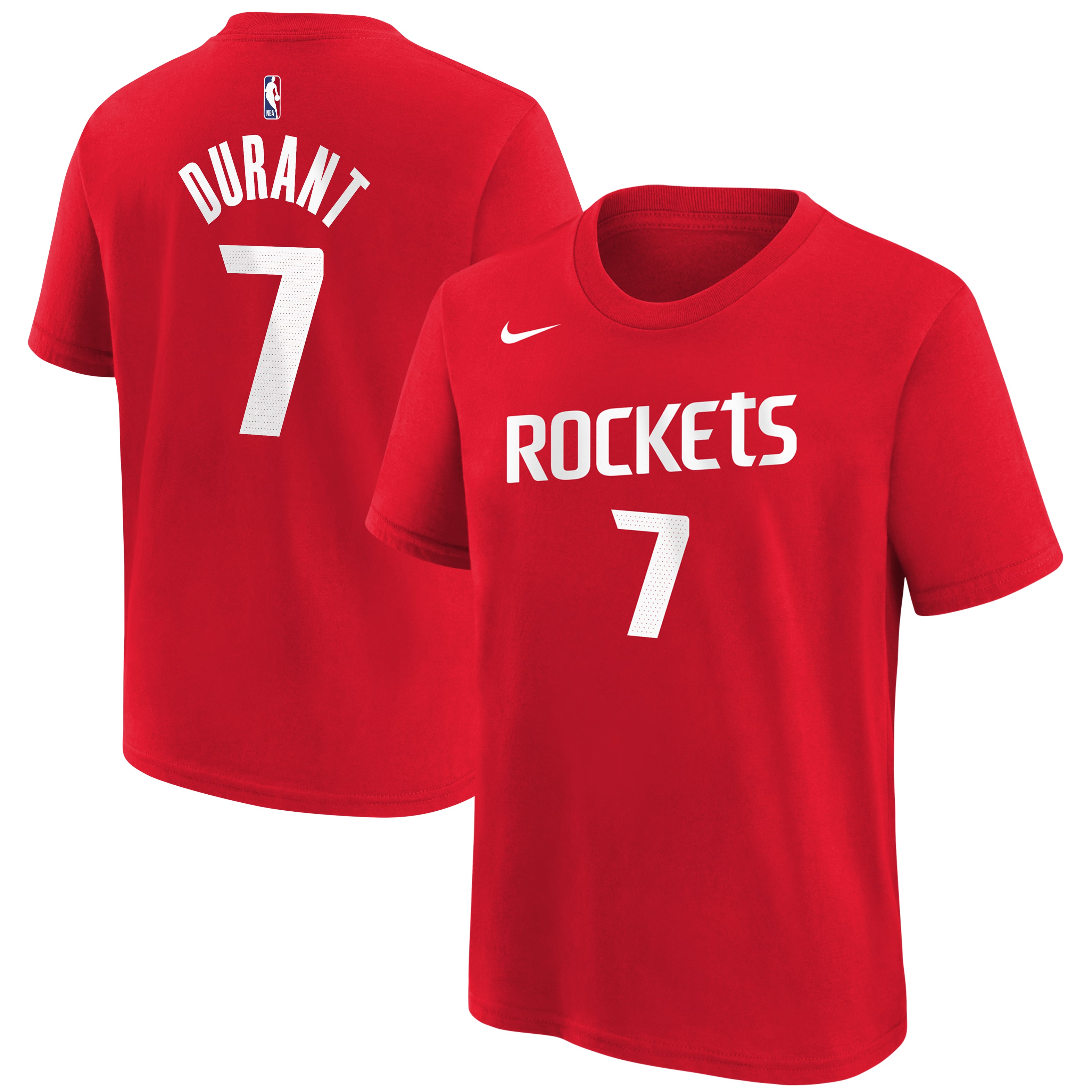 Youth Nike Kevin Durant Red Houston Rockets Icon Edition Name & Number T-Shirt