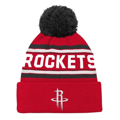  Houston Rockets Outerstuff Youth Backboard Jacquard Cuffed Knit Hat with Pom - Red