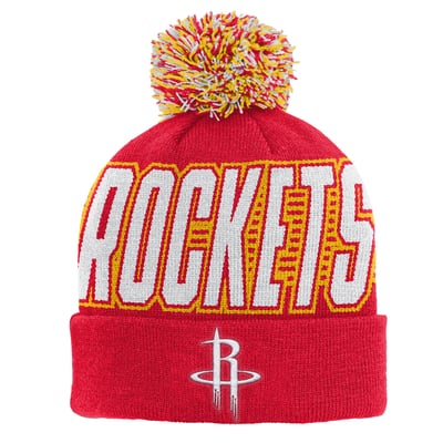 Houston Rockets Outerstuff Youth Cuffed Knit Hat with Pom - Red