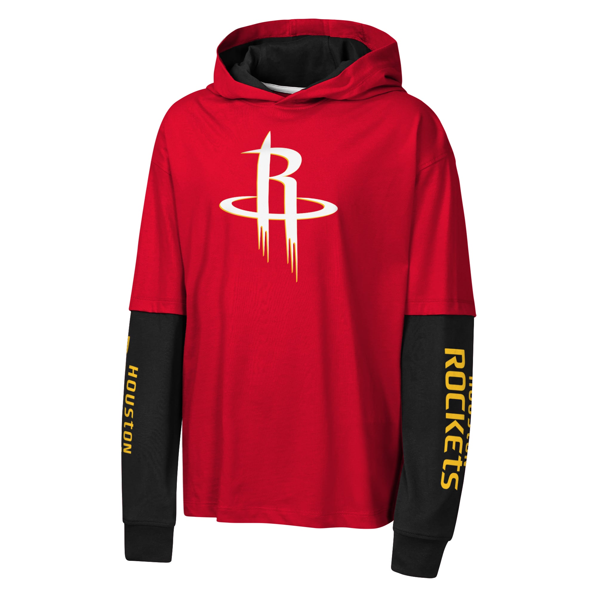 T-shirt à capuche oversize en faux nickel double rouge Houston Rockets pour jeunes de la marque Outerstuff