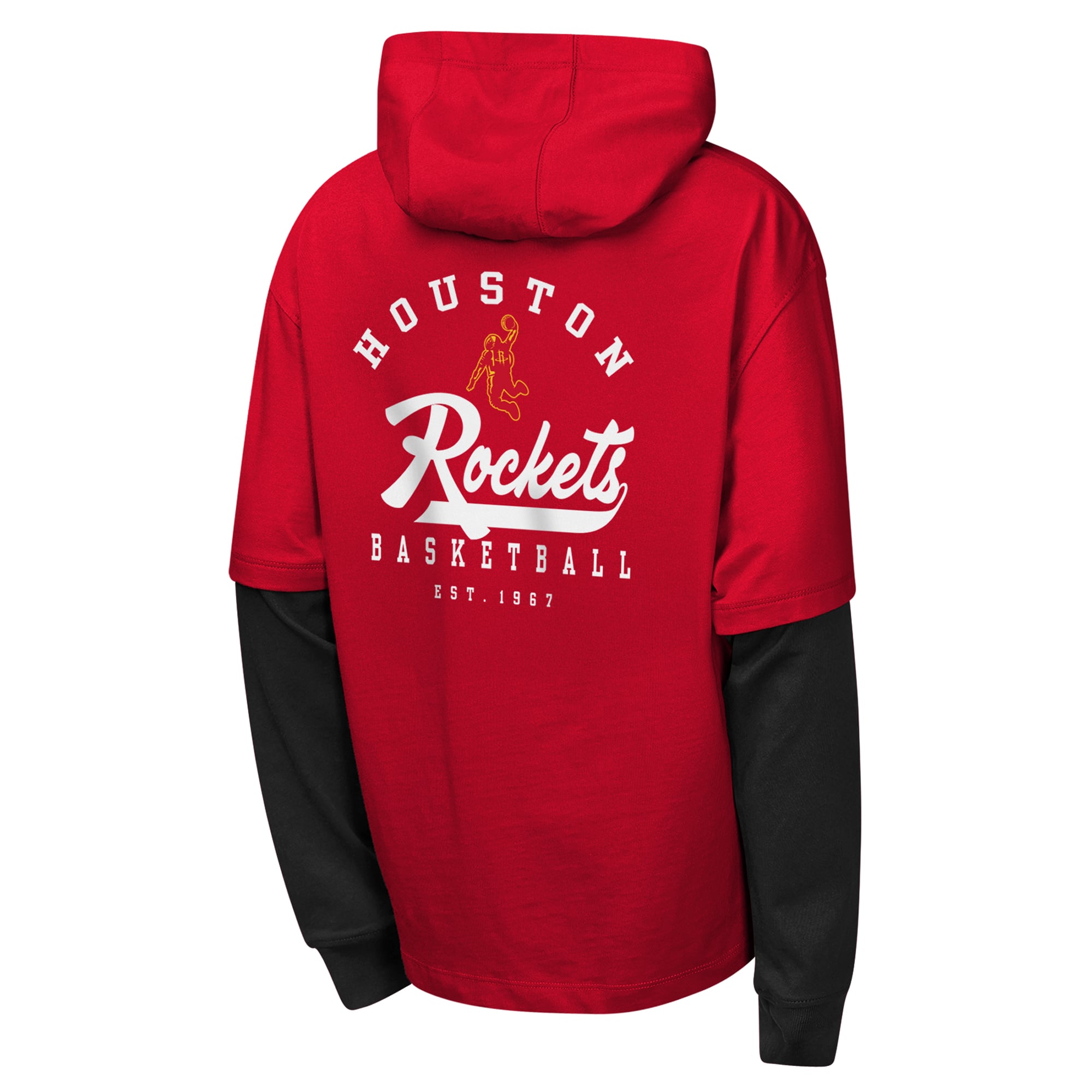 T-shirt à capuche oversize en faux nickel double rouge Houston Rockets pour jeunes de la marque Outerstuff