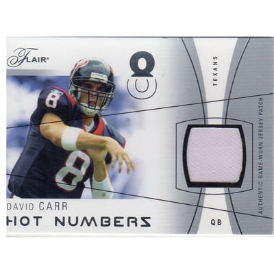 2004 Flair Hot Numbers Game Used Silver Patches #HNDC David Carr