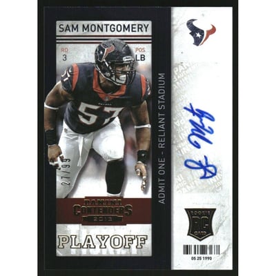 2013 Panini Contenders Playoff Ticket #180A Sam Montgomery AU