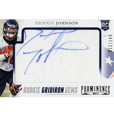 2013 Panini Prominence Rookie Gridiron Gems Autographs #142 Dennis Johnson/210