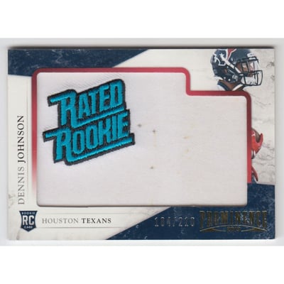 2013 Panini Prominence Rookie Rated Rookie Patch Autographs #142 Dennis Johnson/210