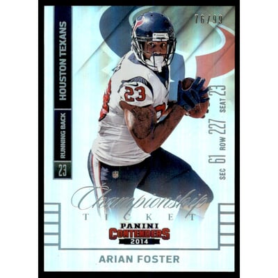 2014 Panini Contenders Championship Ticket #93 Arian Foster