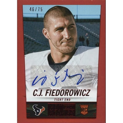 2014 Panini Hot Rookies Rookie Signatures Red #346 C.J. Fiedorowicz/75