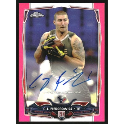 2014 Topps Chrome Mini Rookie Autographs Pink Refractors #131 C.J. Fiedorowicz