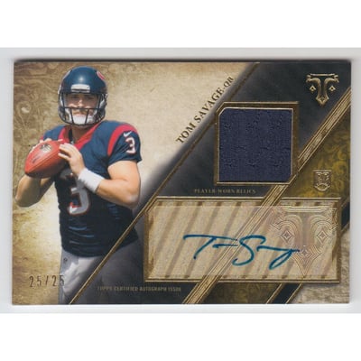 2014 Topps Triple Threads Rookie Autograph Relics Gold #TTRAR34 Tom Savage