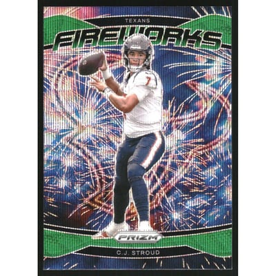 2024 Panini Prizm Fireworks Prizms Green Wave #3 CJ Stroud