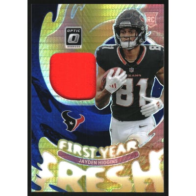 2025 Donruss Optic First Year Fresh Jerseys Blue Hyper #20 Jayden Higgins