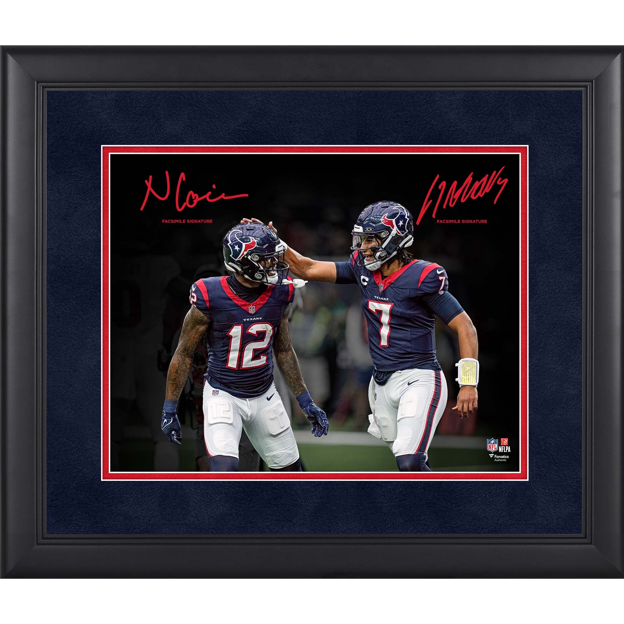 Photo encadrée 11 x 14 pouces de CJ Stroud et Nico Collins, joueurs des Houston Texans, avec leur signature fac-similé.