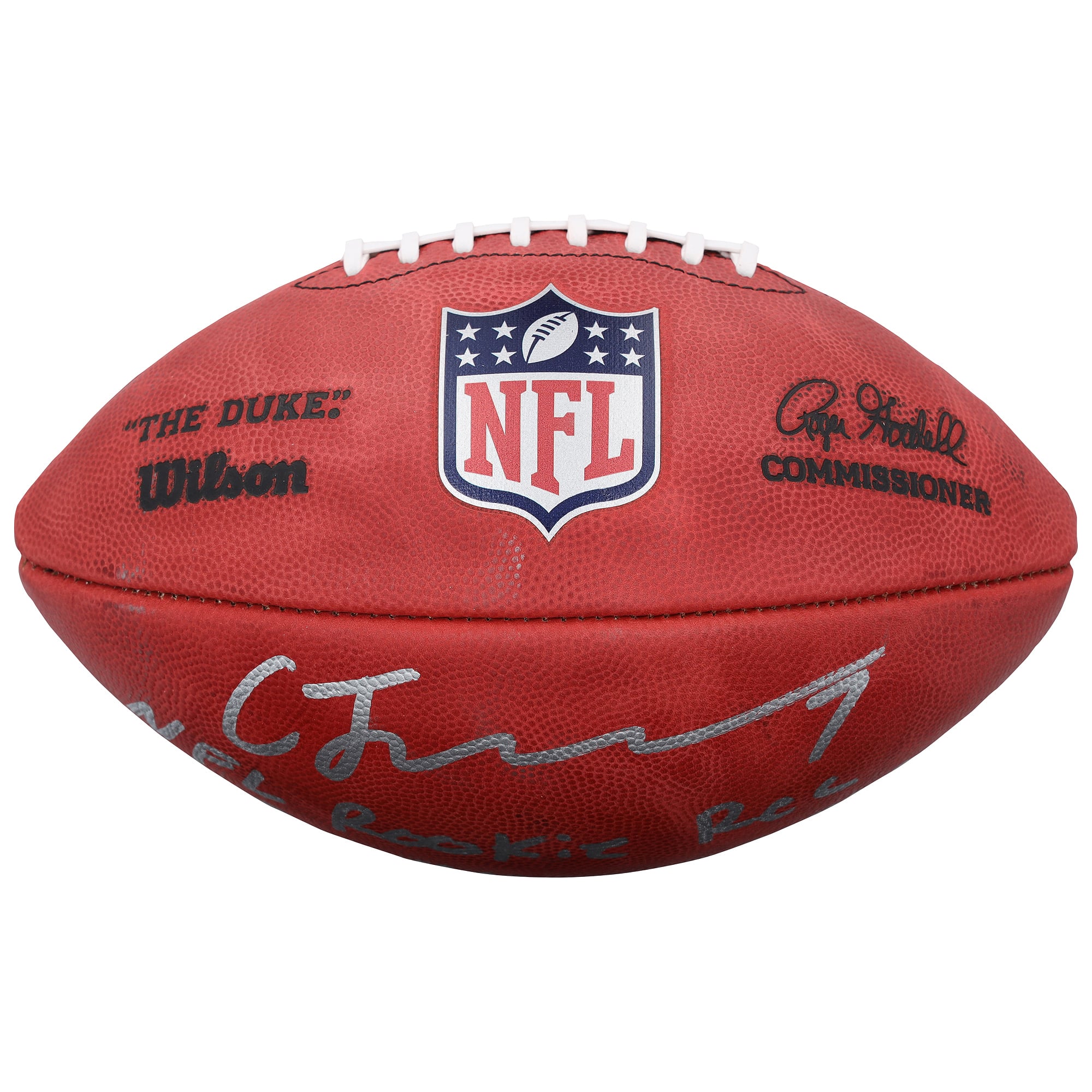 Ballon de football américain Duke, autographié par C.J. Stroud (Houston Texans), en couleur et avec plusieurs inscriptions