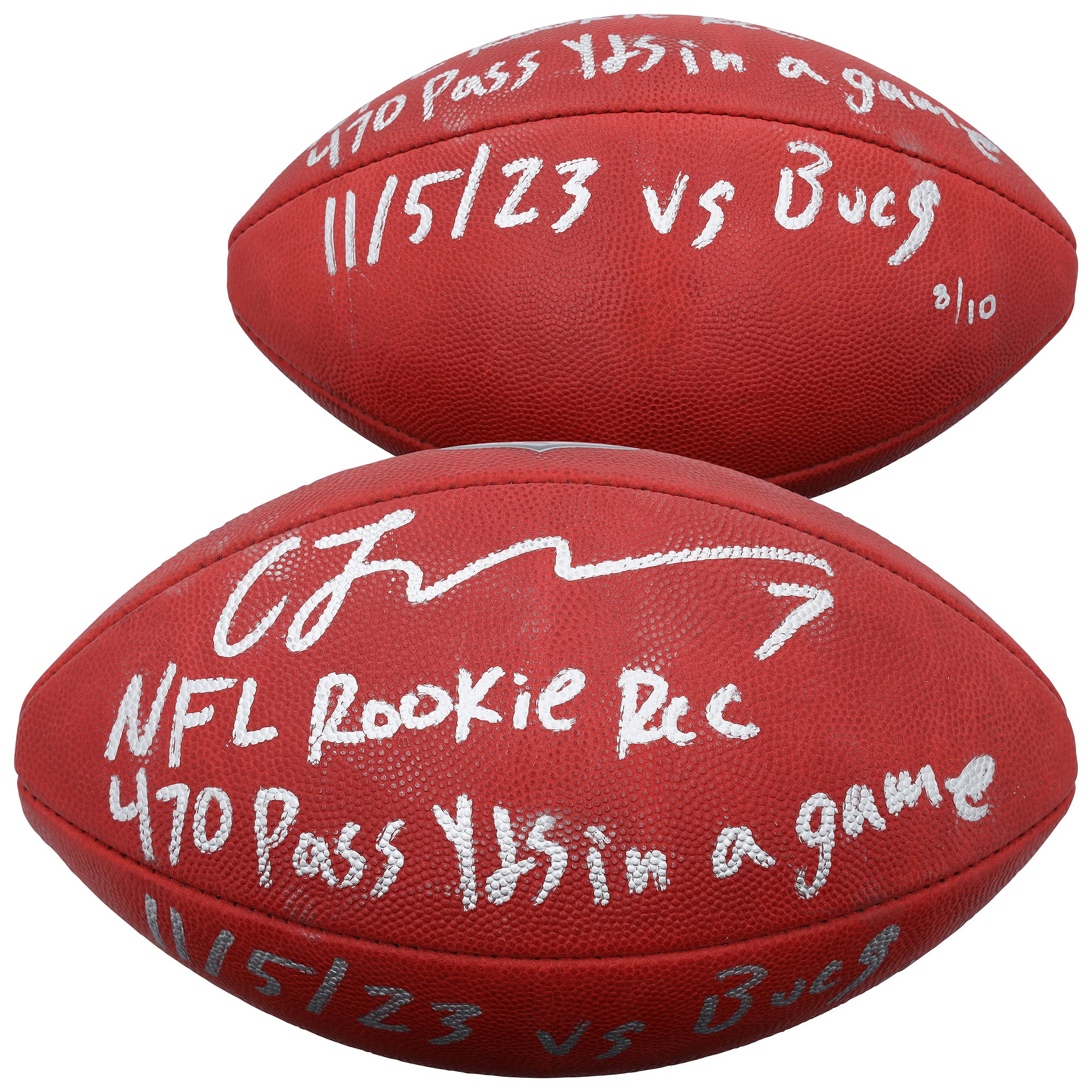Ballon de football américain Duke, autographié par C.J. Stroud (Houston Texans), en couleurs et avec plusieurs inscriptions - Édition limitée à 10 exemplaires