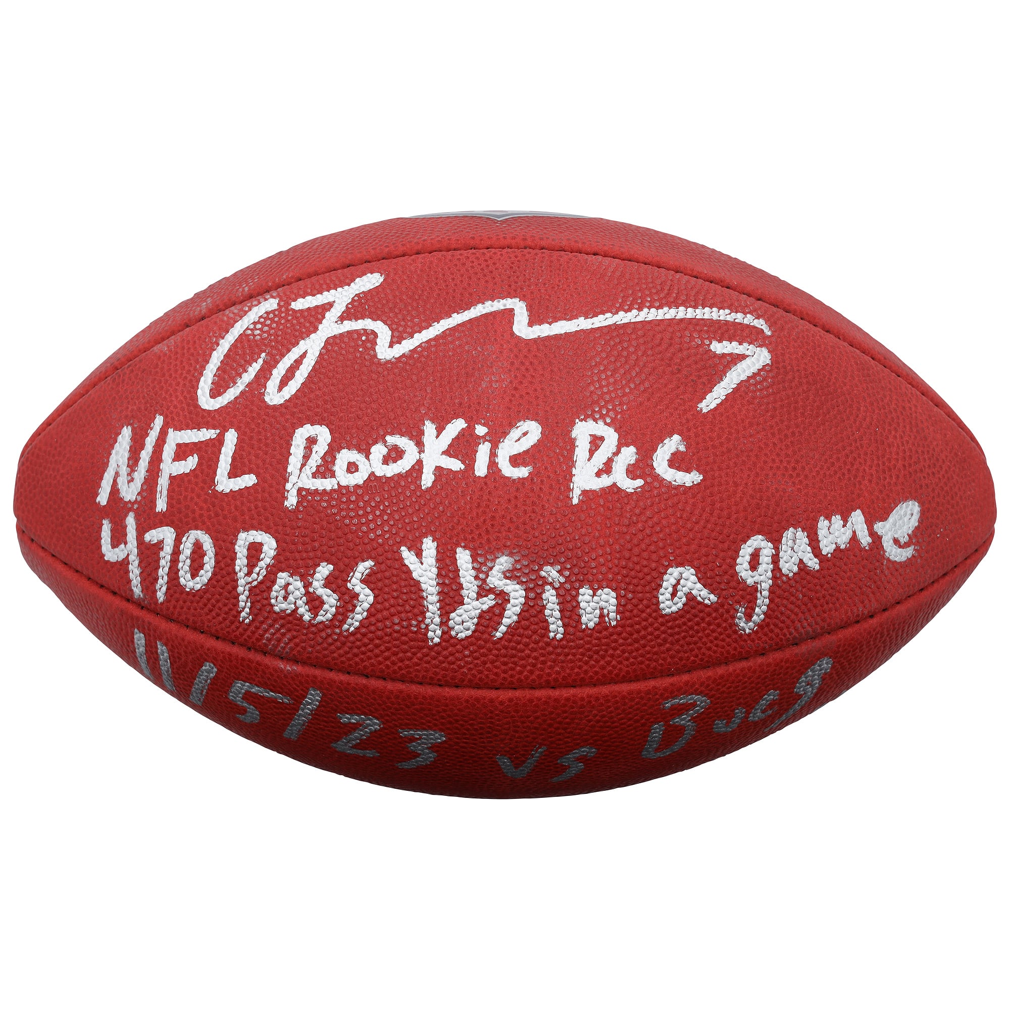 Ballon de football américain Duke, autographié par C.J. Stroud (Houston Texans), en couleurs et avec plusieurs inscriptions - Édition limitée à 10 exemplaires
