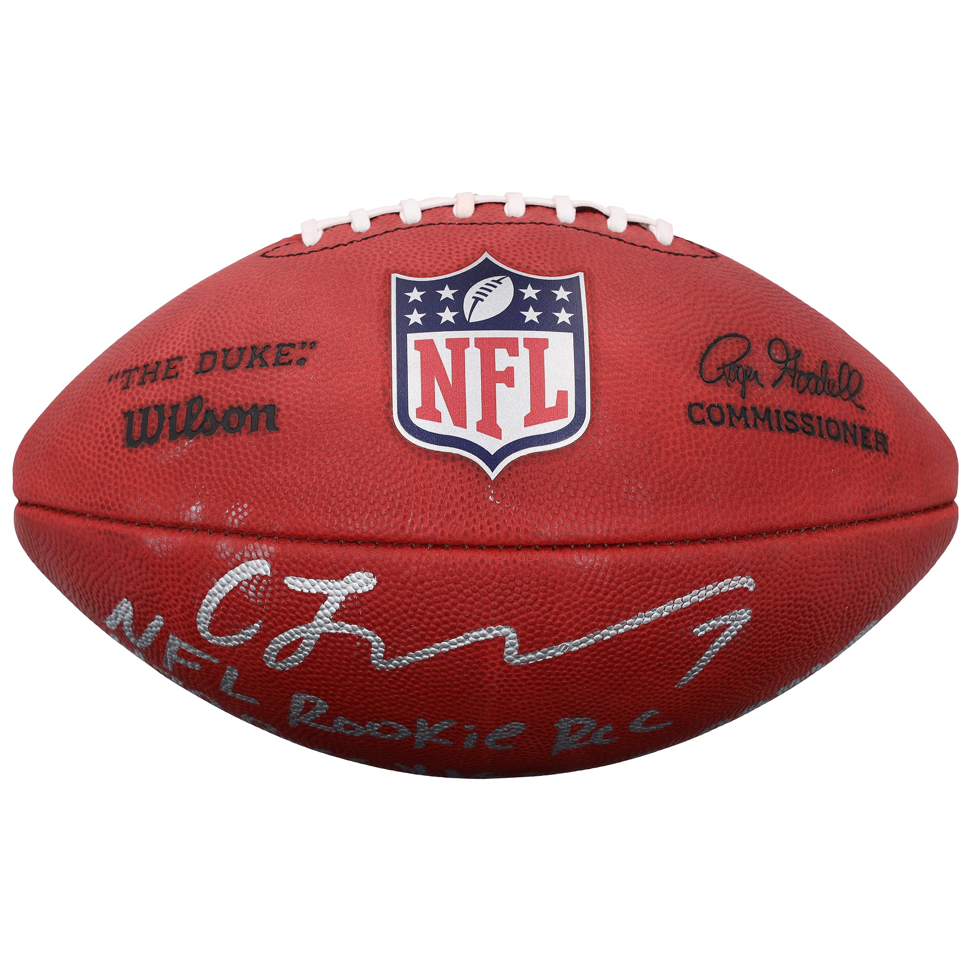 Ballon de football américain Duke, autographié par C.J. Stroud (Houston Texans), en couleurs et avec plusieurs inscriptions - Édition limitée à 10 exemplaires