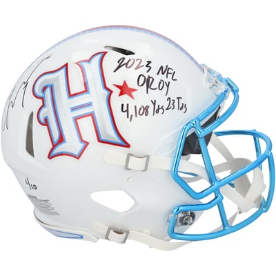 C.J. Stroud Houston Texans Autographed Fanatics Authentic Riddell Rivalry Speed Authentic Helmet with Multiple Inscriptions - Limited Edition #1/10