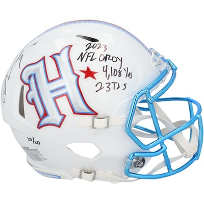 C.J. Stroud Houston Texans Autographed Fanatics Authentic Riddell Rivalry Speed Authentic Helmet with Multiple Inscriptions - Limited Edition #10/10