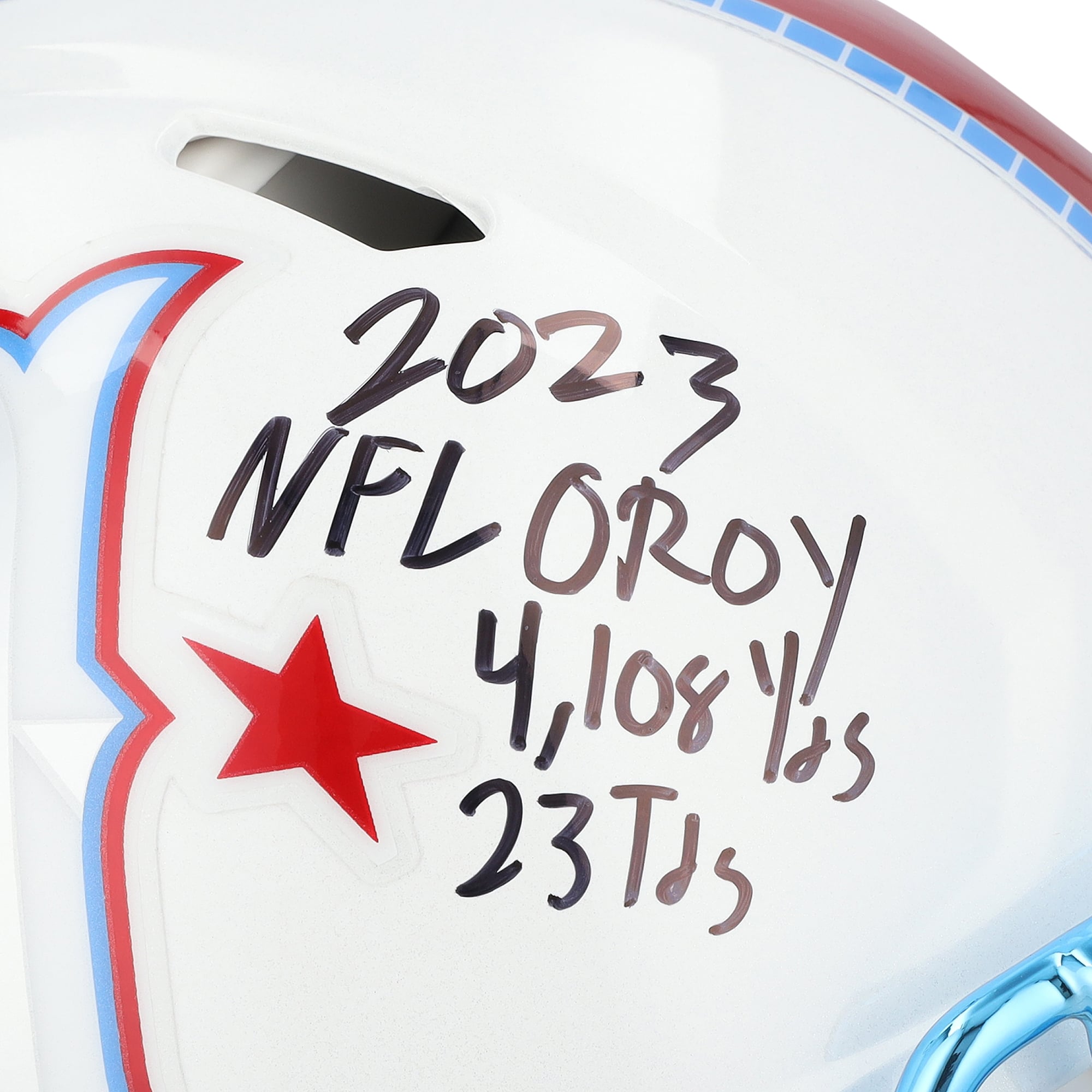 Casque Riddell Rivalry Speed ​​Authentic autographié par C.J. Stroud (Houston Texans) avec inscriptions multiples