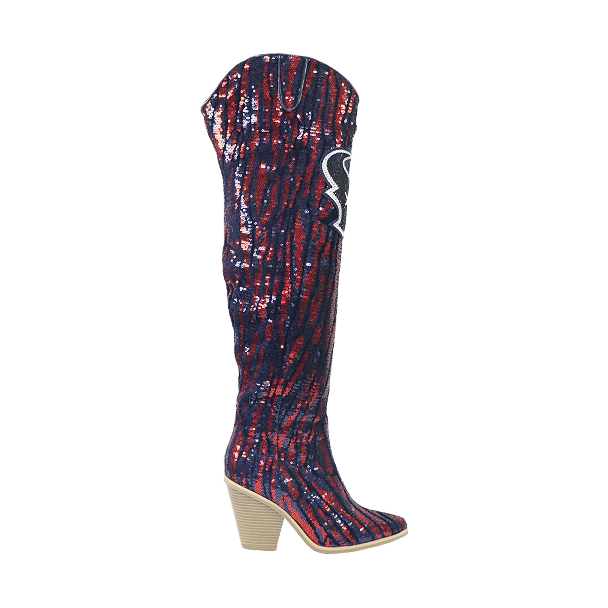 FABGATING by Cuce  Houston Texans Over-the-Knee Two-Tone Sequin Boots