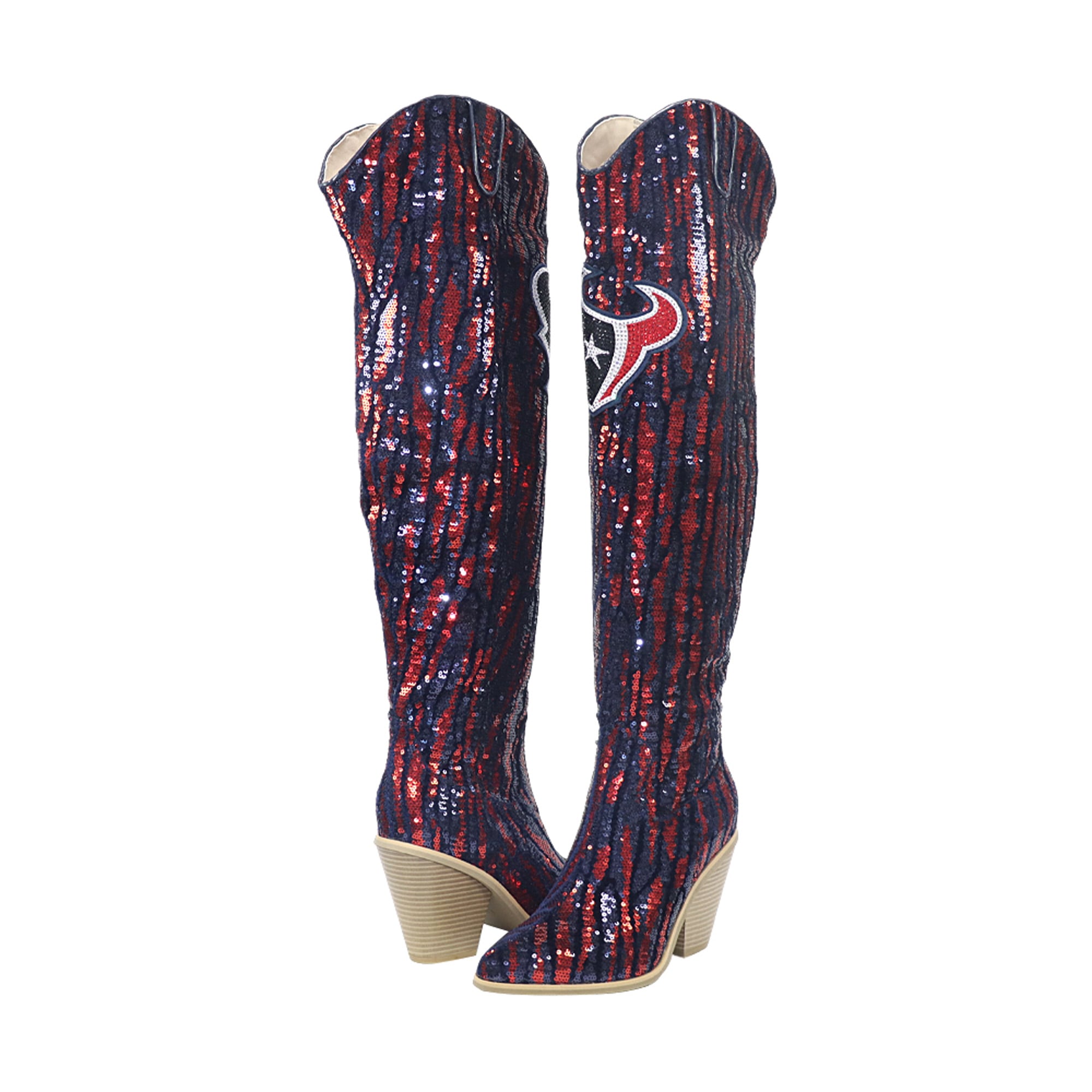 FABGATING by Cuce  Houston Texans Over-the-Knee Two-Tone Sequin Boots