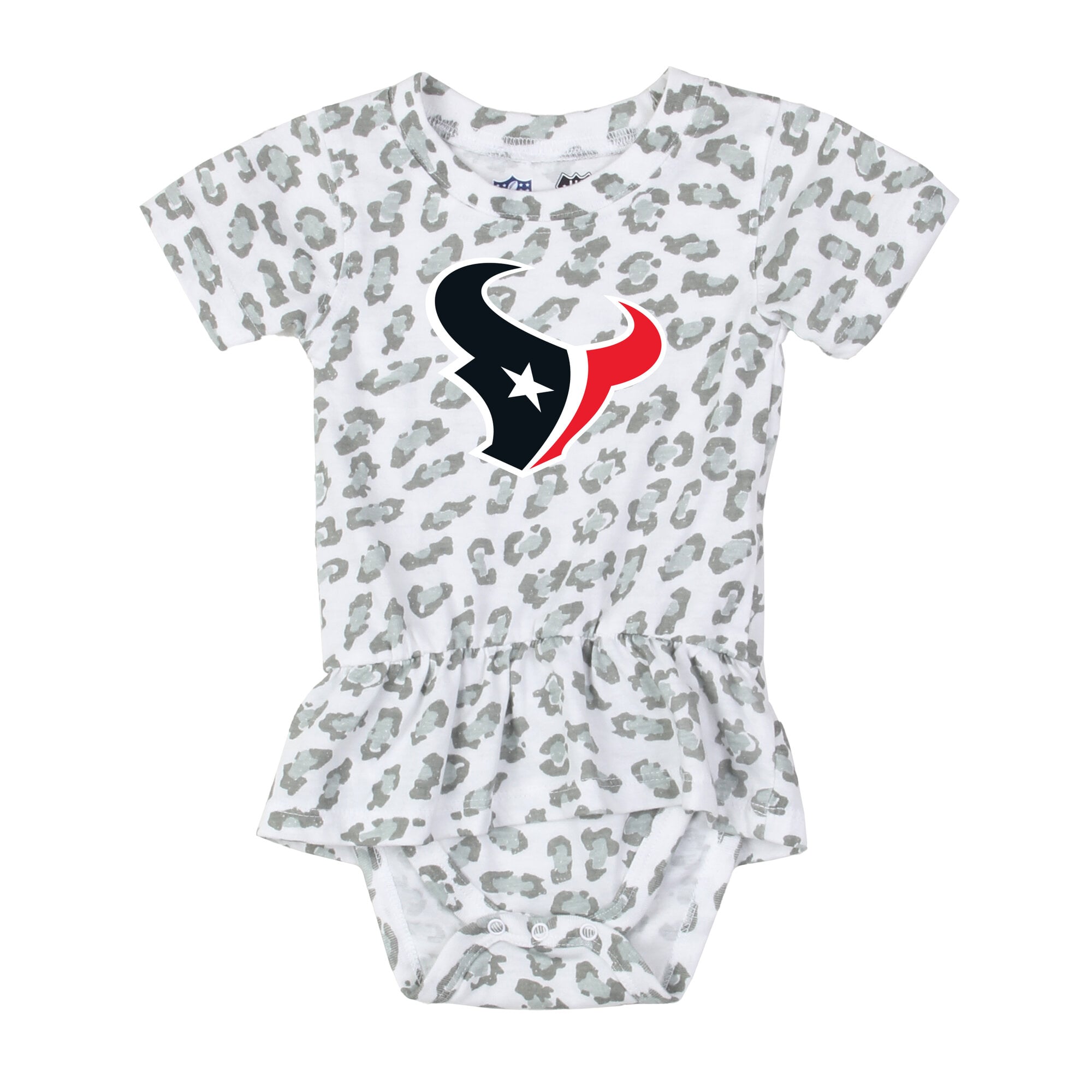 barboteuse à volants imprimée léopard Wes & Willy White Houston Texans pour bébé fille
