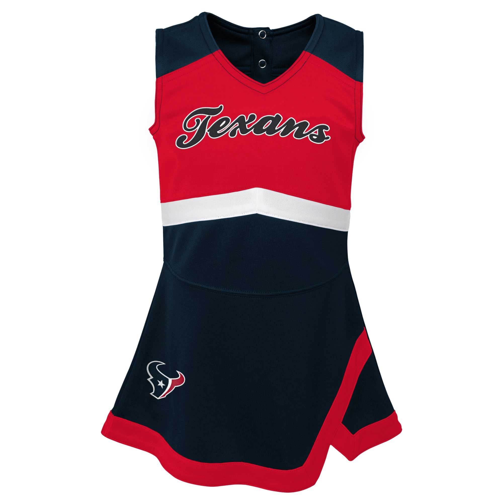 Girls Toddler Navy Houston Texans Cheer Captain V-Neck Dress with Bloomers