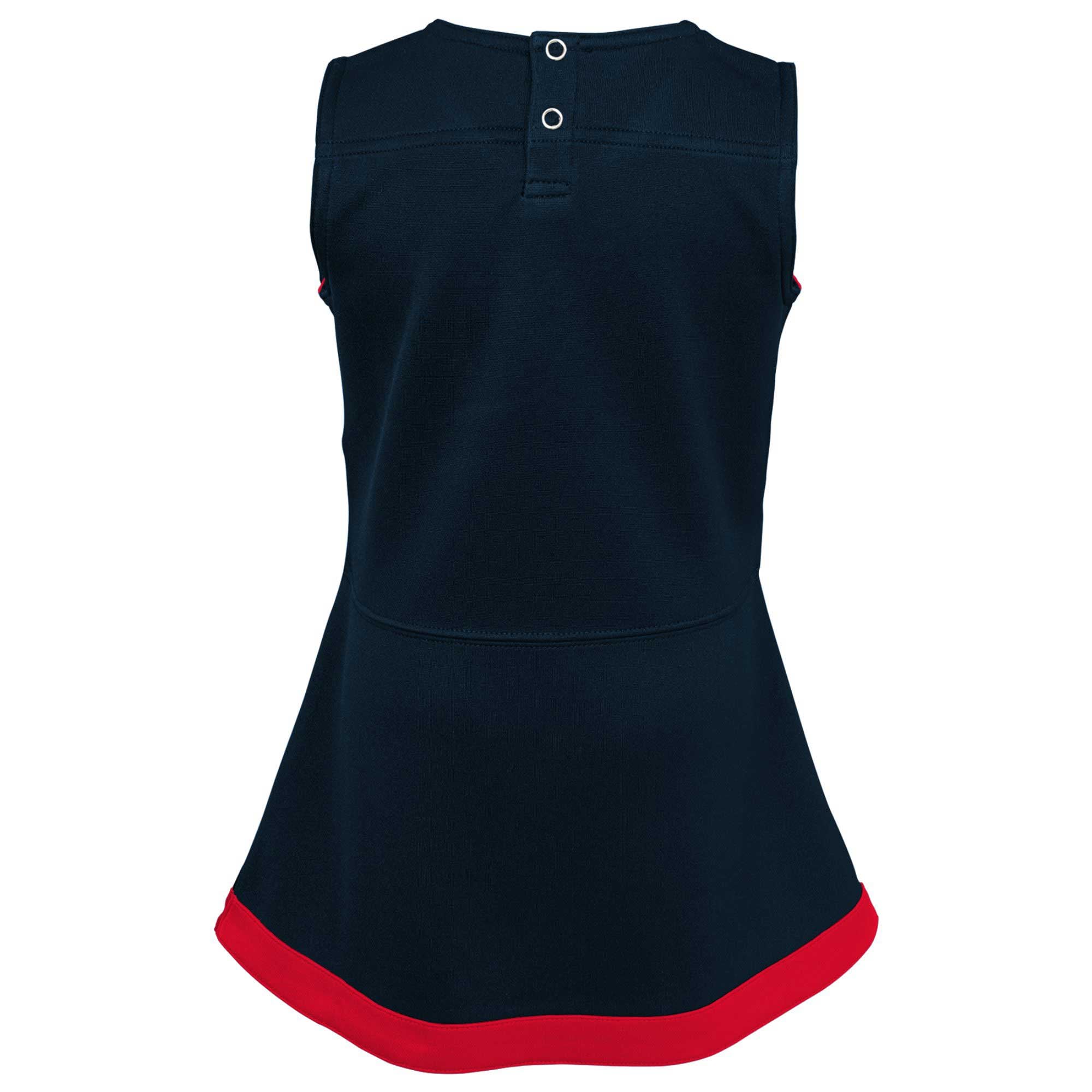 Girls Toddler Navy Houston Texans Cheer Captain V-Neck Dress with Bloomers