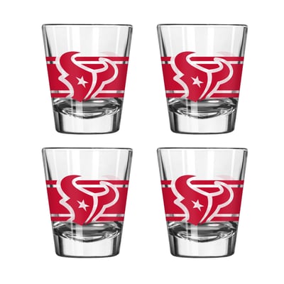 Houston Texans Logo Brands Four-Piece Stripe Shot Glass Set