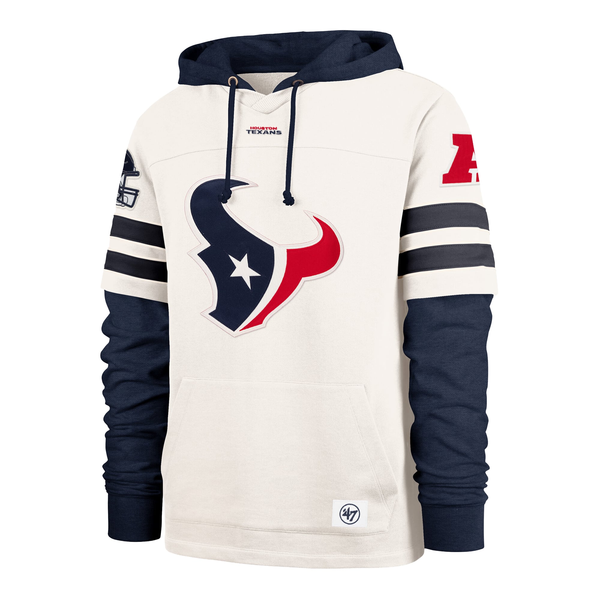 Sweat à capuche pour homme '47 Cream Houston Texans Split Zone Cornerback Duo Lacer