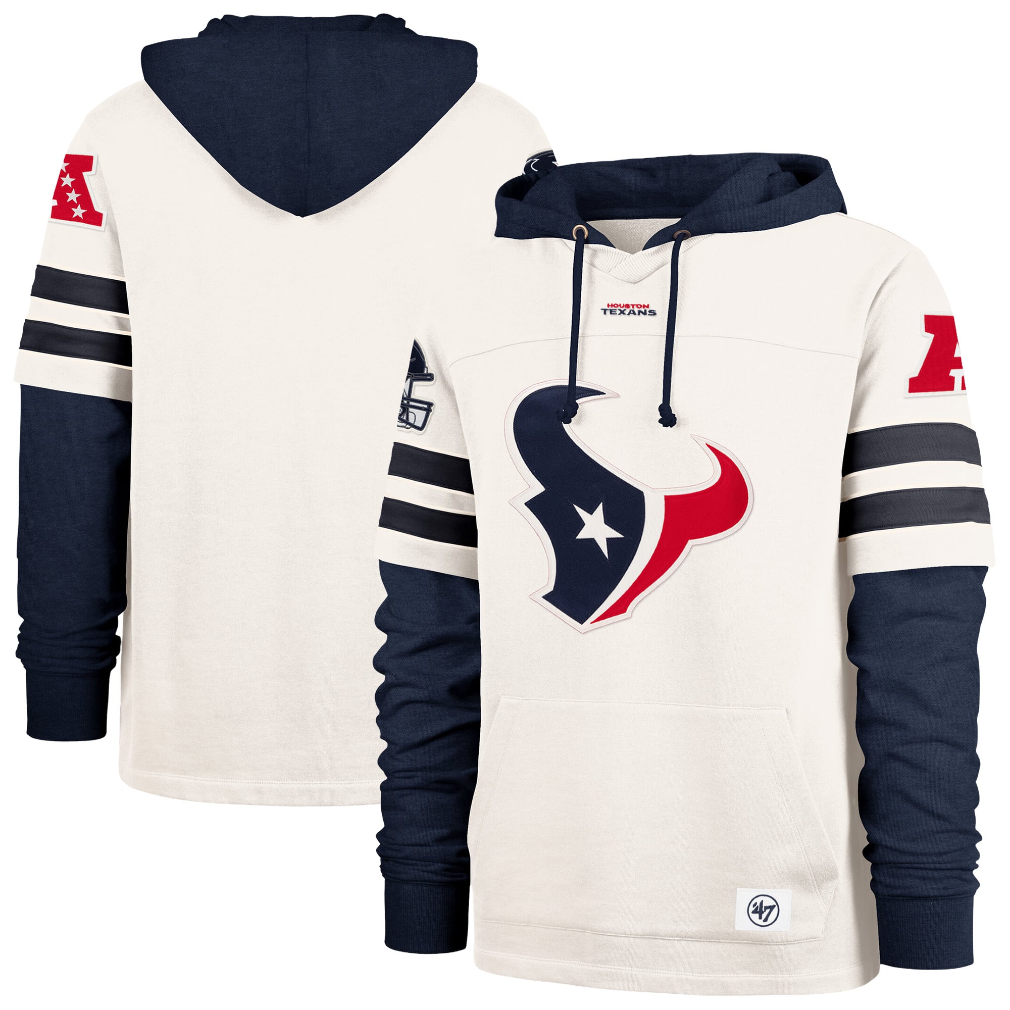 Sweat à capuche pour homme '47 Cream Houston Texans Split Zone Cornerback Duo Lacer