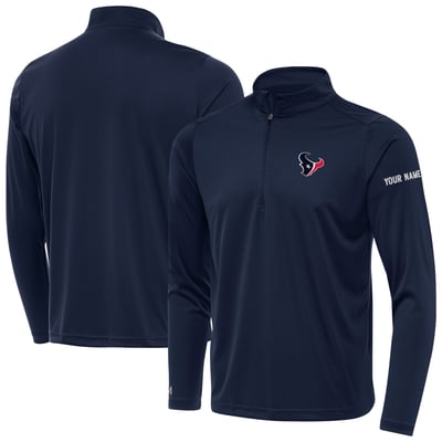 Houston Texans Antigua  Personalized Tribute Quarter-Zip Pullover - Navy