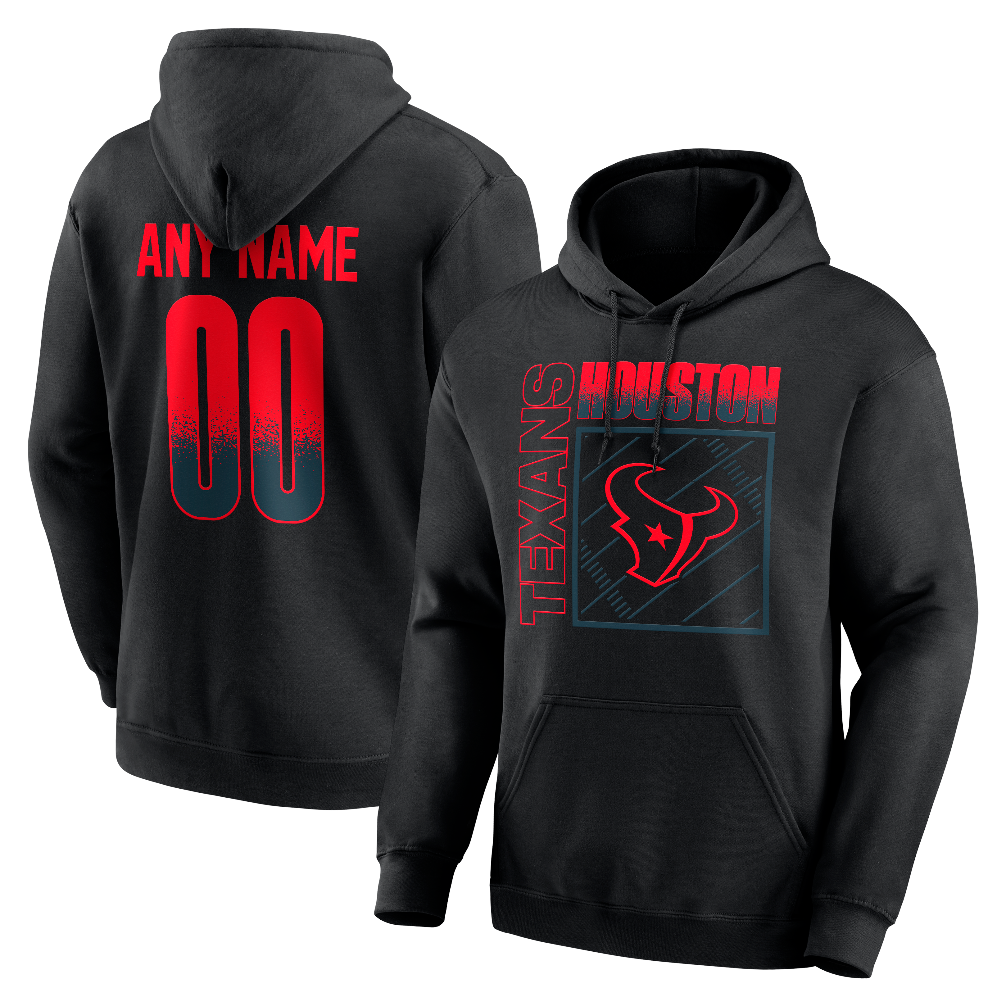 Men's Black Houston Texans Home Field Pop Personalized Name & Number Hoodie