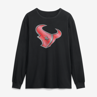 Houston Texans  Metallic Mascot Long Sleeve T-Shirt - Black