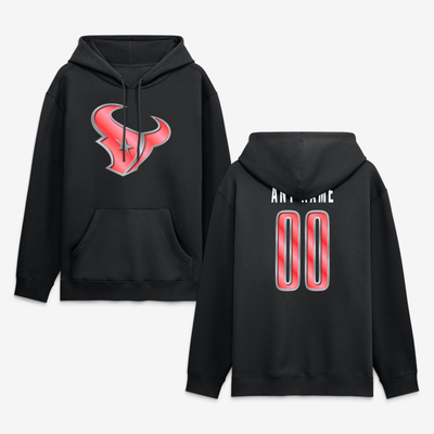 Houston Texans  Metallic Mascot Personalized Name & Number Hoodie - Black