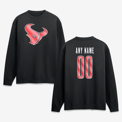 Houston Texans  Metallic Mascot Personalized Name & Number Sweatshirt - Black