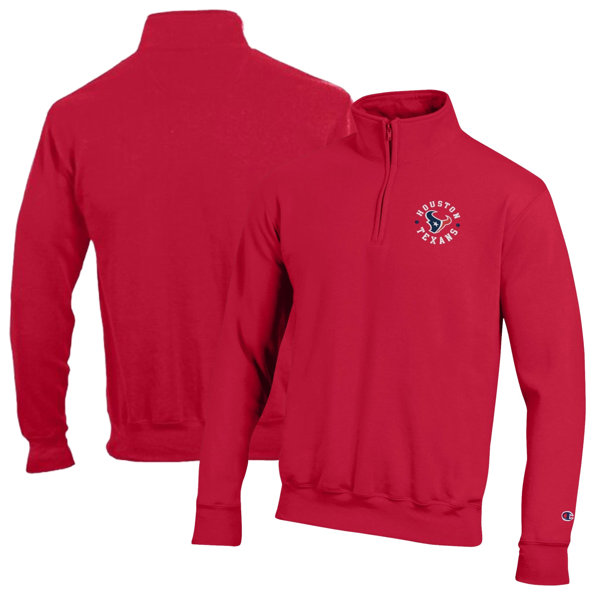 Men's Champion Red Houston Texans Powerblend Quarter-Zip Pullover