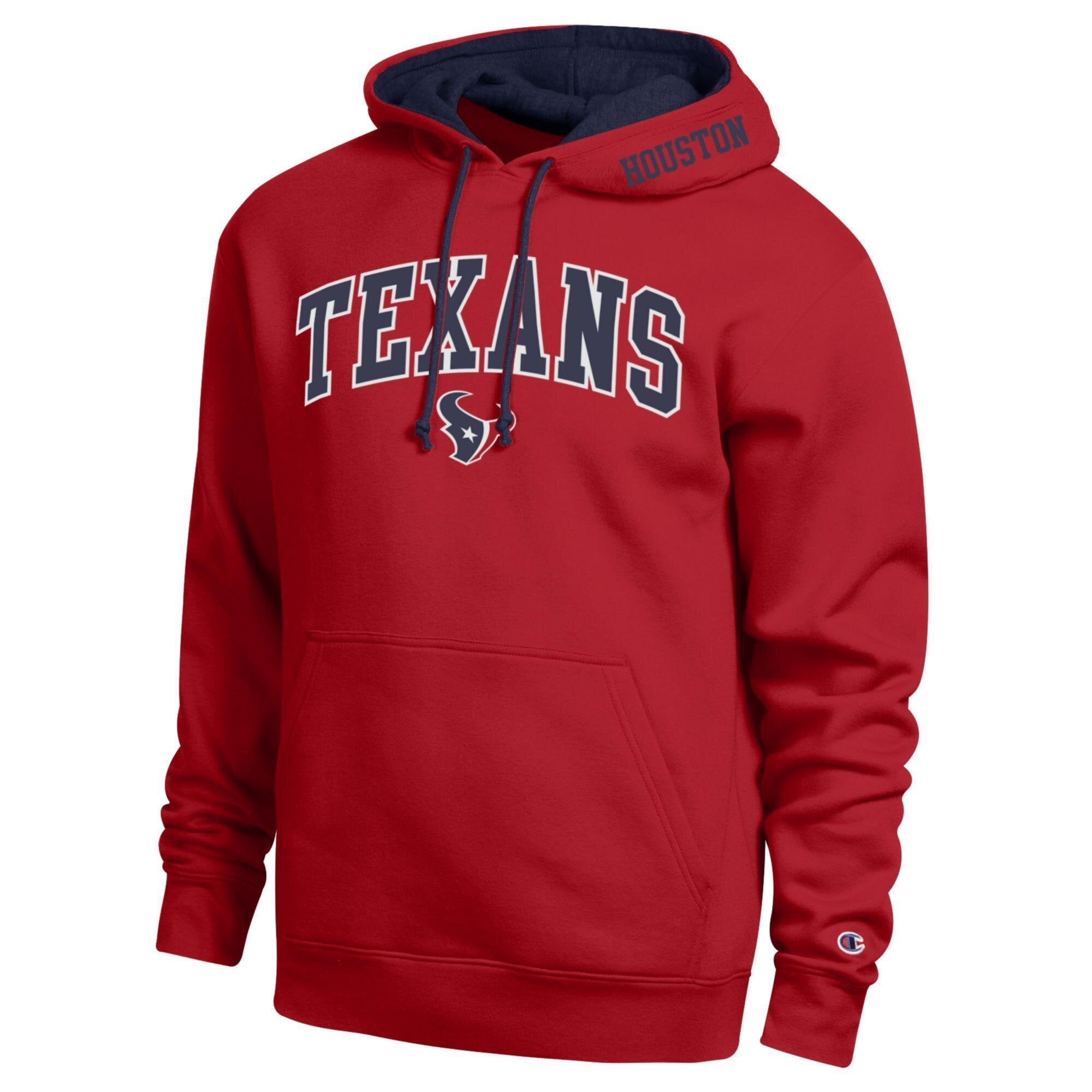Men's Champion Red/Navy Houston Texans Contrast Hoodie