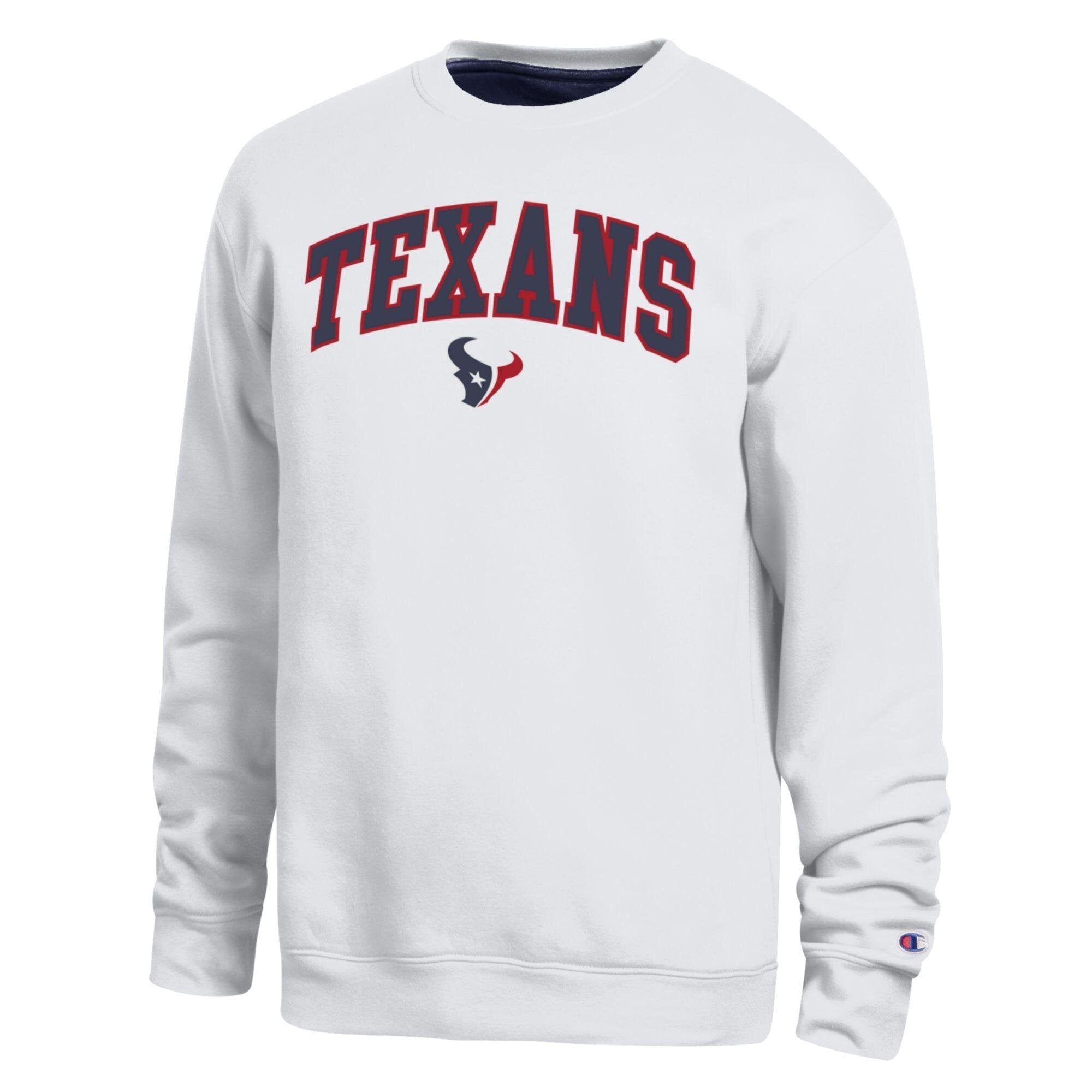 Men's Champion  White Houston Texans Contrast Lined Sweatshirt