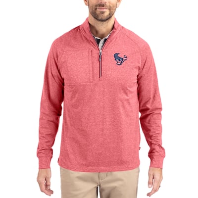 Houston Texans Cutter & Buck  Adapt Eco Knit Quarter-Zip Pullover Top - Heather Red