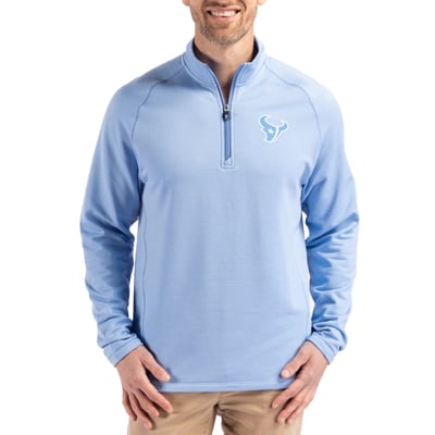 Houston Texans Cutter & Buck Peshastin Eco Fleece Recycled Raglan Quarter-Zip Top - Powder Blue